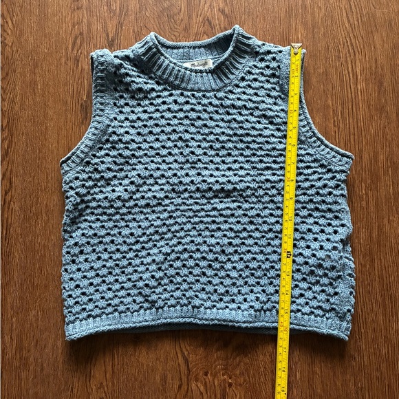 Madewell Open-Stitch Cotton Crop Sweater Vest in Robin Egg (Blue) - Size M - Picture 9 of 11
